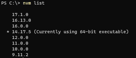nvm list